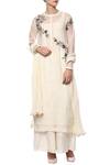 Buy_Joy Mitra_Cream Embroidered Kurta Set _at_Aza_Fashions