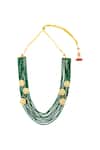 Buy Just Shradhas Green Floral Motif Beaded Necklace at Aza Fashions Buy_Just Shradhas_Green Floral Motif Beaded Necklace _at_Aza_Fashions