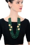 Shop Just Shradhas Green Floral Motif Beaded Necklace at Aza Fashions Shop_Just Shradhas_Green Floral Motif Beaded Necklace _at_Aza_Fashions