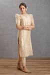 Torani_White Dori Work Round Mogra Ojal Kurta Set _Online_at_Aza_Fashions