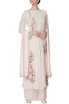 Buy_Priyam Narayan_Pink Powder Thread Embroidered Kurta Set _at_Aza_Fashions