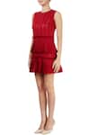 Buy_Ankita_Red Pleated Short Dress For Women_Online_at_Aza_Fashions