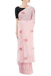Buy_Galang Gabaan_Pink Cotton Linen Printed Saree For Women_at_Aza_Fashions