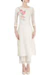 Shop_Rajat & Shraddha_White Ivory Striped Kurta With Pants  _Online_at_Aza_Fashions