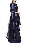 Shyam Narayan Prasad_Blue Silk Mandarin Collar Kurta Lehenga Set _Online_at_Aza_Fashions