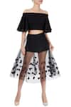 Buy_Babita Malkani_Black Mesh Net Applique Skirt Set_at_Aza_Fashions
