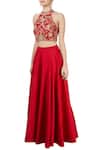 Buy_Vandana Sethi_Soft Silk Embroidered Blouse And Lehenga Set_Online_at_Aza_Fashions