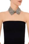 Shop_Shehlaa Khan_Silver Plated Tulle Embellished Choker _at_Aza_Fashions