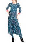 Buy_Soup by Sougat Paul_Blue Crepe Printed Floral Motifs Round Neck Jumpsuit For Women_at_Aza_Fashions
