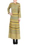 Soup by Sougat Paul_Green And Yellow Printed Dress_Online_at_Aza_Fashions