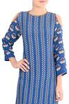 Buy_Soup by Sougat Paul_Blue Printed Cold Shoulder Dress _Online_at_Aza_Fashions