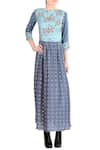 Soup by Sougat Paul_Blue Printed Gown  _Online_at_Aza_Fashions