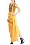 Buy_Soup by Sougat Paul_Yellow Printed Midi Dress_at_Aza_Fashions
