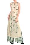 Buy_Soup by Sougat Paul_Beige Round Printed Kurta Set For Women_at_Aza_Fashions