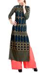 Buy_Soup by Sougat Paul_Blue Teal Printed Kurta Set  _at_Aza_Fashions