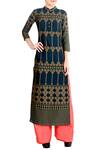 Soup by Sougat Paul_Blue Teal Printed Kurta Set  _Online_at_Aza_Fashions