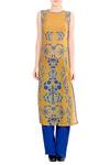 Soup by Sougat Paul_Blue Mustard And Printed Kurta Set  _Online_at_Aza_Fashions