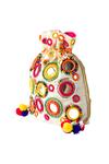Shop_Adora By Ankita_White Mirrors Polyester Embroidered Potli Bag _at_Aza_Fashions
