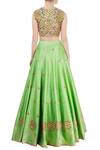 Shop_Neha Khullar_Green Embroidered Bridal Lehenga Set_at_Aza_Fashions