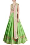 Buy_Neha Khullar_Green Raw Silk Embroidered Bead Work Lehenga Set For Kids_Online_at_Aza_Fashions