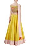 Shop_Neha Khullar_Yellow Chanderi Lehenga Set For Women_Online_at_Aza_Fashions