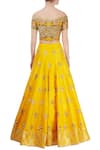 Shop_Neha Khullar_Yellow Raw Silk Embroidered Bead Work Off Shoulder Neck Lehenga Set  _at_Aza_Fashions