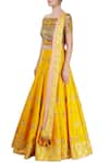 Buy_Neha Khullar_Yellow Raw Silk Embroidered Bead Work Off Shoulder Neck Lehenga Set  _Online_at_Aza_Fashions