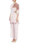 Buy_Neha Khullar_Pink Crepe Embroidered Thread Boat Neck Kurta And Pant Set For Women_Online_at_Aza_Fashions