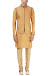 Shop_Vanshik_Beige Embroidered Bundi And Kurta Set _Online_at_Aza_Fashions