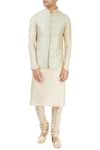 Buy_Vanshik_White Embroidered Floral And Pastel Green Kurta Set _at_Aza_Fashions