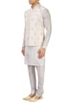 Vanshik_Grey Embroidered Bundi And Kurta Set _Online_at_Aza_Fashions