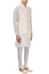 Buy_Vanshik_Grey Embroidered Bundi And Kurta Set _Online_at_Aza_Fashions