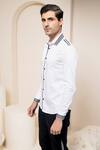 Abkasa_White Cotton Woven Striped Detail Shirt For Men_Online_at_Aza_Fashions