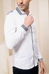 Shop_Abkasa_White Cotton Woven Striped Detail Shirt For Men_Online_at_Aza_Fashions