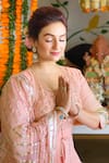 Gopi Vaid_Peach Anarkali Silk  Sharara  Lurex  Sitara Set _Online_at_Aza_Fashions