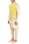 Sarab Khanijou_Beige Bundi  Kurta Jersey Churidar And Set _Online_at_Aza_Fashions