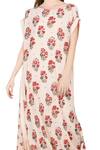 Nikasha_Beige Crepe Boat Printed Cowl Drape Dress _Online_at_Aza_Fashions