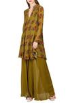 Buy_Nikasha_Green Georgette Mandarin Collar Printed Kurta And Gharara Set For Women_at_Aza_Fashions