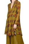Nikasha_Green Georgette Mandarin Collar Printed Kurta And Gharara Set For Women_Online_at_Aza_Fashions