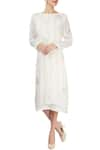 Buy_Eka_White Linen Striped Dress_at_Aza_Fashions