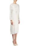 Eka_White Linen Striped Dress_Online_at_Aza_Fashions