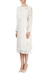 Buy_Eka_White Linen Striped Dress_Online_at_Aza_Fashions