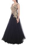 Buy_RI.Ritu Kumar_Black Nylon Net Floral Embellished Gown_Online_at_Aza_Fashions