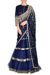 Buy_Rabani & Rakha_Blue Net Embellished Lehenga Saree_at_Aza_Fashions