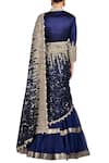 Shop_Rabani & Rakha_Blue Net Embellished Lehenga Saree_at_Aza_Fashions