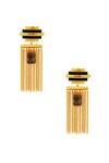 Buy_Masaya Jewellery_Black Stone Embedded Chain Earrings _at_Aza_Fashions