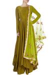 Buy_Priyanka Jain_Olive Green Kurta And Dupatta _at_Aza_Fashions