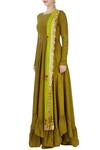 Buy_Priyanka Jain_Olive Green Kurta And Dupatta _Online_at_Aza_Fashions