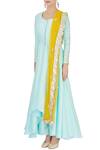 Buy_Priyanka Jain_Blue Round Silk Asymmetric Kurta Set For Women_Online_at_Aza_Fashions