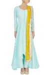 Shop_Priyanka Jain_Blue Round Silk Asymmetric Kurta Set For Women_Online_at_Aza_Fashions